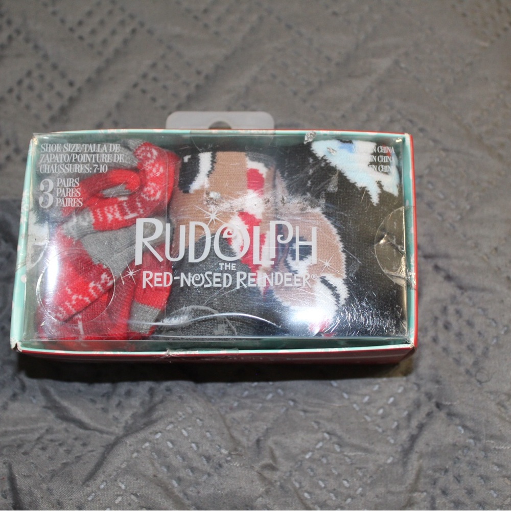 3pk Rudolph the Reindeer Women's Socks